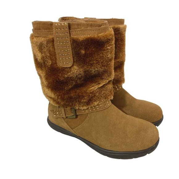 Cheeks Leather Boots 6.5 by Tony Little w/ Interchangeable Cuffs Brown Y2K - Picture 2 of 13